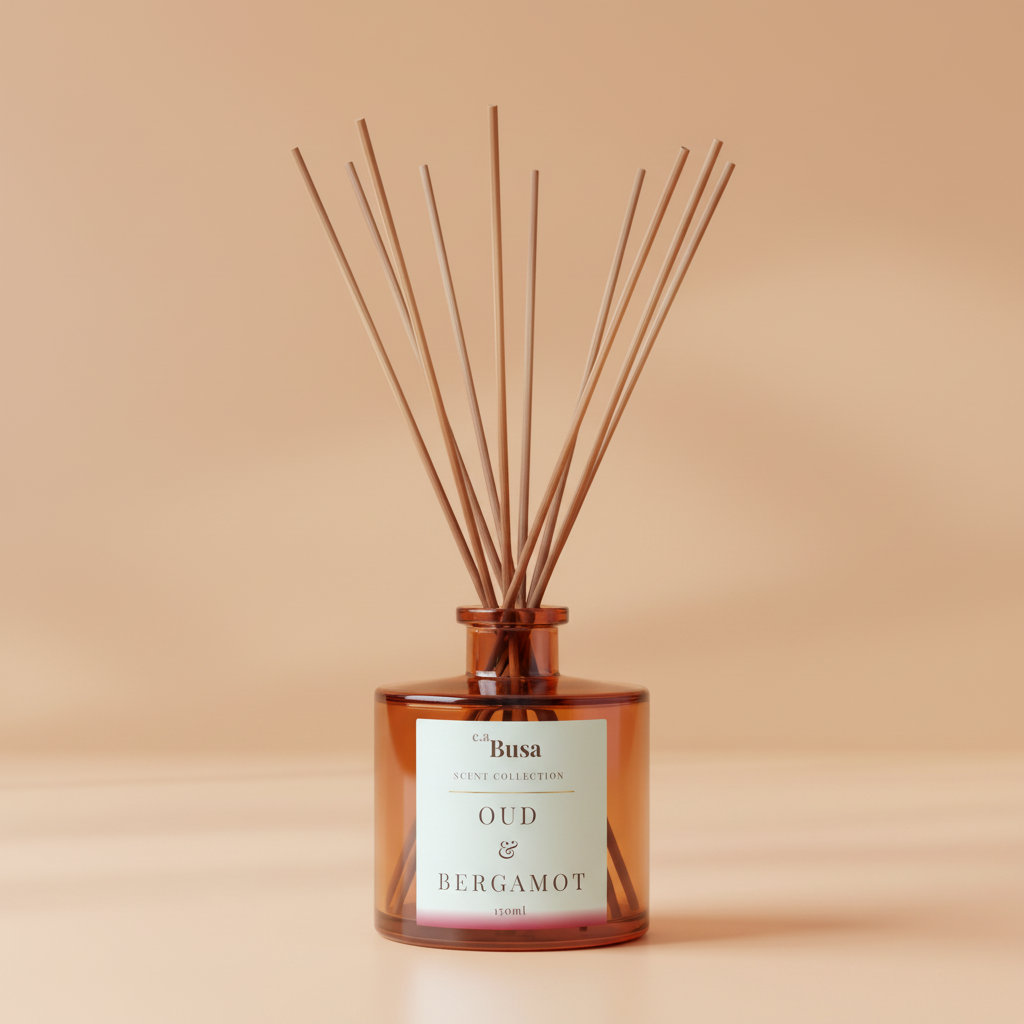Oud & Bergamot - Amber Bottle Brown Reeds